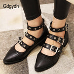 Punk Style Leather Gothic Shoes Square Heel Pumps - Alt Style Clothing