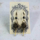 Vintage Bronze Crow Skull Dangle Earrings – Gothic Wiccan Jewelry