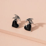 Punk Devil Wings Heart-Shaped Earrings 