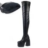 Make a Bold Statement with Our Block Heels Platform Gothic Over The Knee Boots with High Heels
