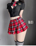 Schoolgirl Cosplay Uniform Set Sexy JK Embroidery Pleated Role Playing Costume - Alt Style Clothing