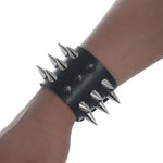 Rock Studded Bracelet Black Leather Wristband
