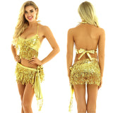 Shiny Sequins Tassels Carnival Rave Performance Belly Dance Costume