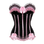 Satin Overbust Corset Top Lace Bowknot Decorated Clubwear - Alt Style Clothing