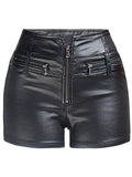 goth faux leather high waisted shorts - Alt Style Clothing