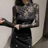 Long Sleeve Slim Chinese Turtleneck Top - Alt Style Clothing