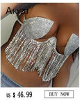Sexy See Through Halter Shiny Metal Round Ring Backless Low Cut Crop Top - Alt Style Clothing