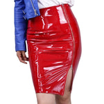 PU Leather High Waist Bodycon PVC Office Pencil Skirt - Alt Style Clothing