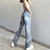 High Waisted Chain Jeans - Featuring a Cross Chain and Hollow Out Design for a Sexy and Elegant Look