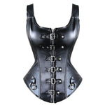 Faux Leather Steampunk Corset Buckle-up Overbust - Alt Style Clothing
