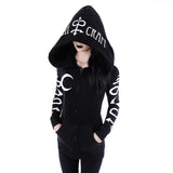 Gothic Punk Moon Print Hooded Sweatshirt