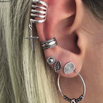 Goth Vintage Piercing Set – Boho Stud and Ear Cuff Combo