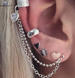 Goth Vintage Piercing Set – Boho Stud and Ear Cuff Combo