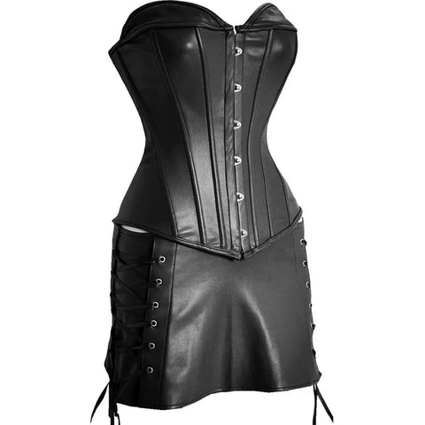 Gothic Body Shaper Mini Skirt Dress Corset