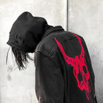 Gothic Demon Hunter Skull Black Denim Jacket for Me