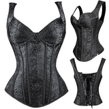 Faux Leather Steampunk Overbust Corset with Buckle Details