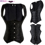 Faux Leather Steampunk Overbust Corset with Buckle Details