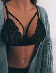 Sheer Lace Triangle Bra padded Tops Strappy - Alt Style Clothing