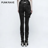 Punk Rock Heavy Metal Black Skinny Pants with Zipper Detail