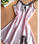 Satin Nightgown Lady Sexy Spaghetti Strap Sleeveless Night Dress - Alt Style Clothing