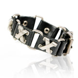 Skull Chain Leather Bracelet - Alt Style Clothing