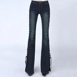 Big Flare Side Bandage Bell Bottom Jeans