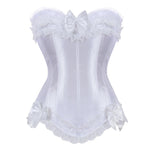 Satin Overbust Corset Top Lace Bowknot Decorated Clubwear - Alt Style Clothing