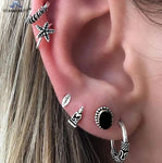 Goth Vintage Piercing Set – Boho Stud and Ear Cuff Combo