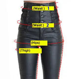 High-Waisted Faux Leather Skinny Pants with Side Lace-Up Detail - Sexy Black Coated Design with Stretch for Comfort