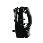 Wet Look PVC Latex Pencil Skirt with Front Buckles - Vinyl Zipper Design