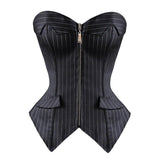 Striped Overbust Corset Office Lady - Alt Style Clothing