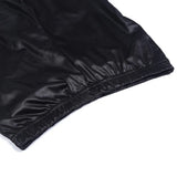 High-Waist Faux Leather Gothic Punk Leggings with Lace Detailing