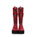 Gothic Punk High Thick Platform Chunky Heels Skull Lace-up Boots - Alt Style Clothing