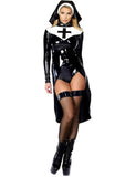 Saintlike Seductress PVC Nun Costume - Faux Leather Wetlook Outfit