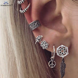 Goth Vintage Piercing Set – Boho Stud and Ear Cuff Combo