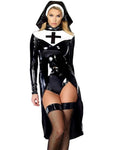 Saintlike Seductress PVC Nun Costume - Faux Leather Wetlook Outfit