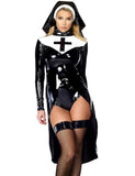 Saintlike Seductress PVC Nun Costume - Faux Leather Wetlook Outfit