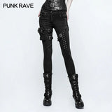 Punk Rock Heavy Metal Black Skinny Pants with Zipper Detail