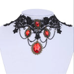 Unleash Your Inner Vampire with Victorian Gothic Red Rhinestone Charms Vampire Maxi Necklace Choker