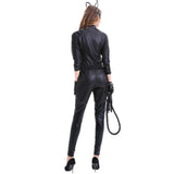 Cat Women Cosplay Costumes Sexy Black Synthetic Leather Catsuit