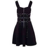 Goth Dark Women's Dress Eyelet Web Zipper Harajuku Mini Dress - Alt Style Clothing