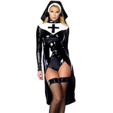 Saintlike Seductress PVC Nun Costume - Faux Leather Wetlook Outfit