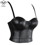 Leather Corset Top Crop Bustier Gothic Push Up - Alt Style Clothing