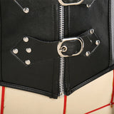 Faux Leather Steampunk Overbust Corset with Buckle Details