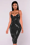 Zip Up Shiny VINYL PVC Bodycon Dress - Alt Style Clothing