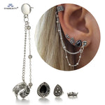 Goth Vintage Piercing Set – Boho Stud and Ear Cuff Combo