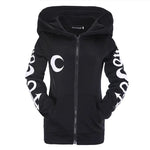 Gothic Punk Moon Print Hooded Sweatshirt