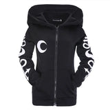 Gothic Punk Moon Print Hooded Sweatshirt