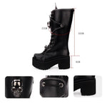 Gothic Punk High Thick Platform Chunky Heels Skull Lace-up Boots - Alt Style Clothing