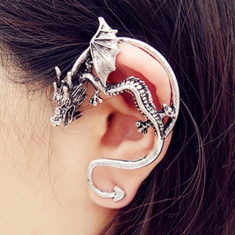 Vintage Dragon Ear Cuff – Gothic Punk Rock Style